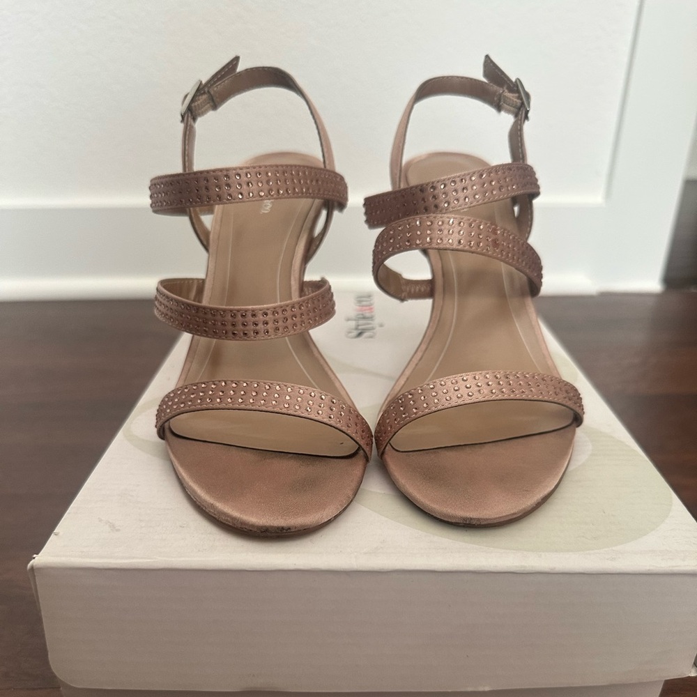 Style & co heels rose gold with rhinestones size 7